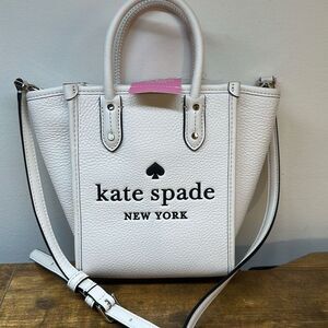 Kate Spade Mini Tote Bag Parchment Pebbled Leather Cream Beige Purse Handbag NEW
